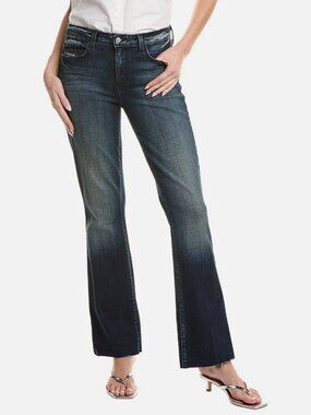 L'agence Women's Blue Sneeki Low-Rise Sneaker Boot Cut Jeans Pants Size 24